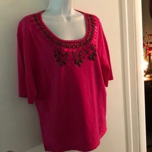 investments 3/4 sleeve Hot pink sweater
